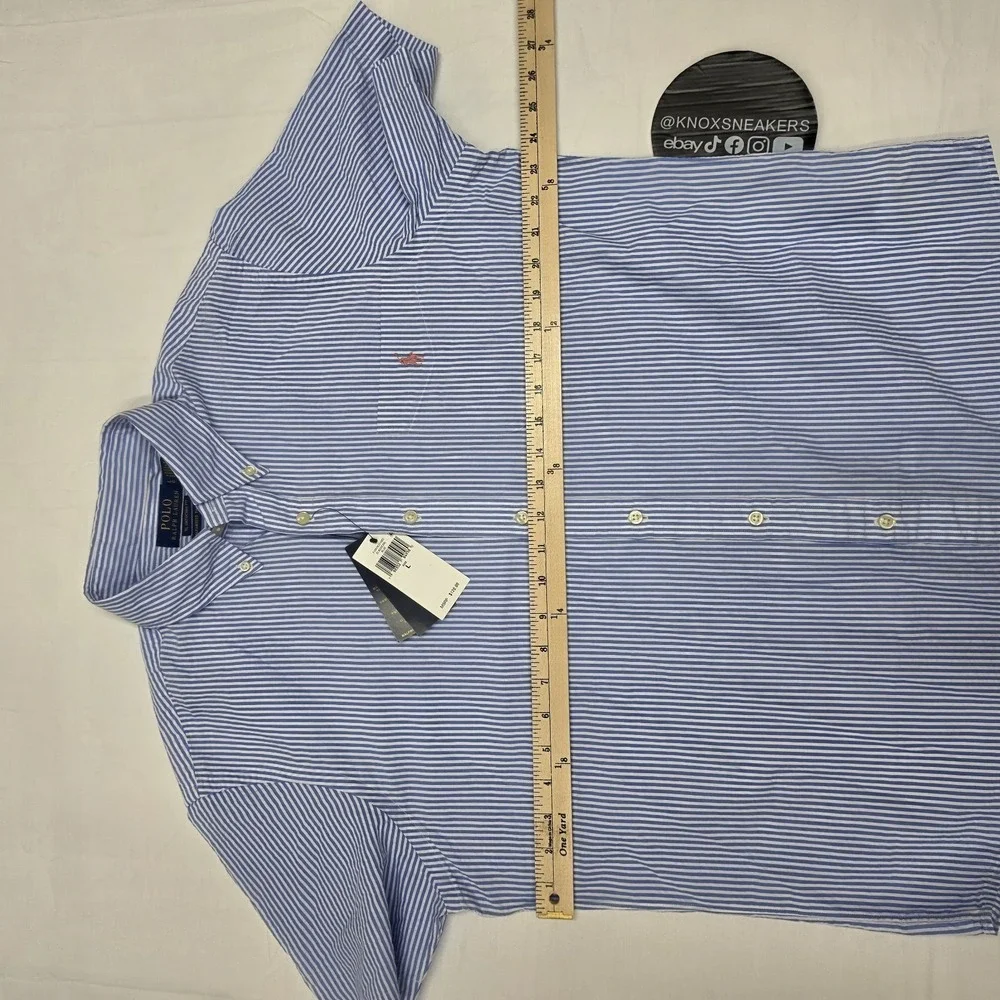 Polo Ralph Lauren Untucked Fit Short Sleeve Blue Button Shirt Men's Large
